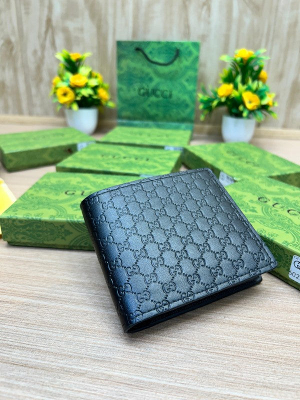 Gucci Microguccissima GG Black Leather Bifold Wallet
