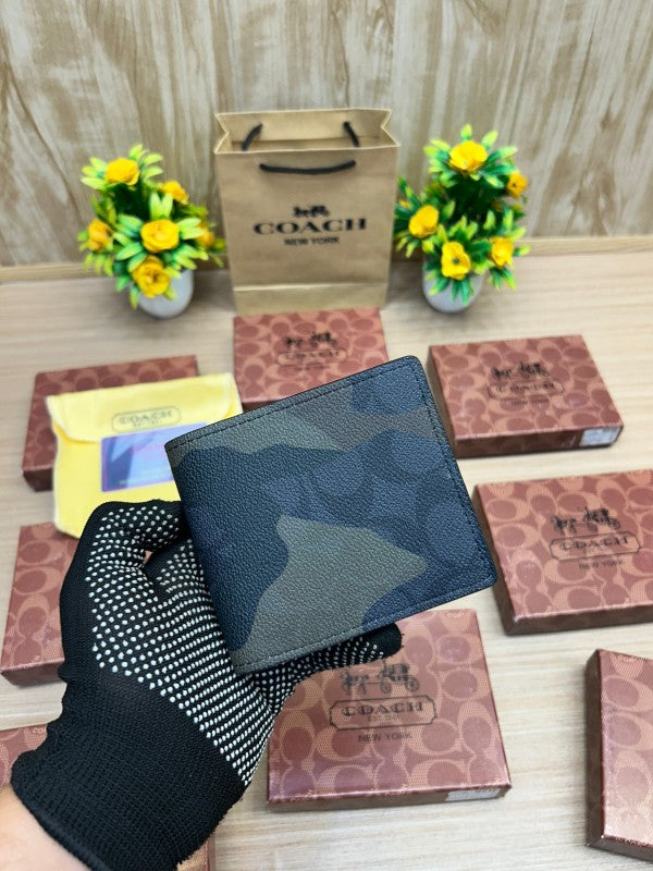 Coach Camo Print Leather Bifold Wallet – Forest Green