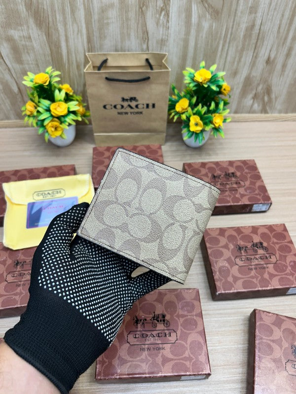 Coach Signature Canvas Bifold Wallet – Khaki Saddle