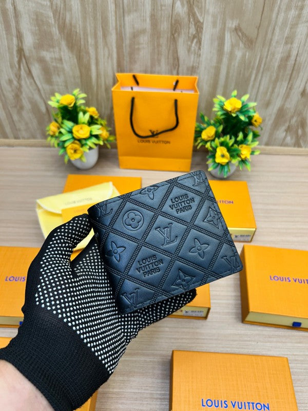 Louis Vuitton Multiple Wallet – Black Monogram Chess Embossed Leather
