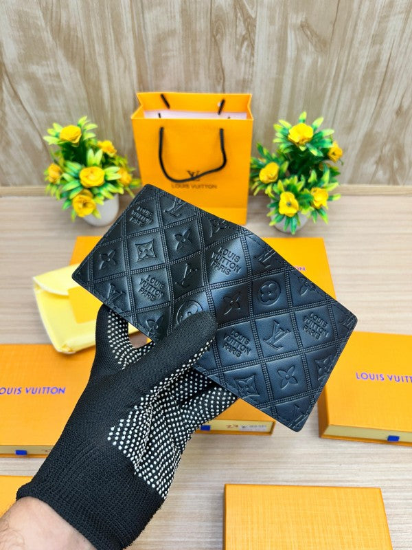 Louis Vuitton Multiple Wallet – Black Monogram Chess Embossed Leather