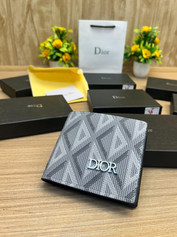 Dior Geometric Print Bifold Wallet – Silver Grey Edition