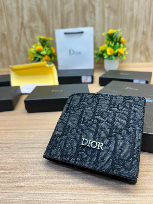 Dior Oblique Canvas Bifold Wallet – Black Monogram Edition