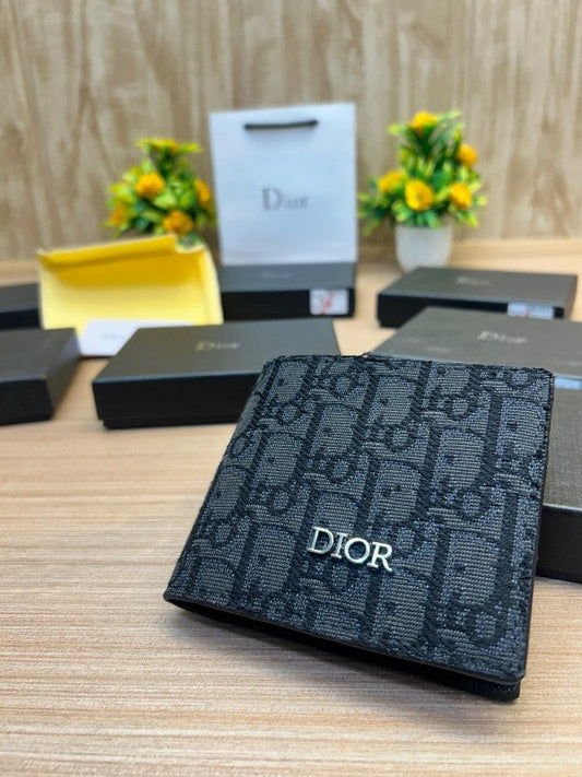 Dior Oblique Canvas Bifold Wallet – Black Monogram Edition
