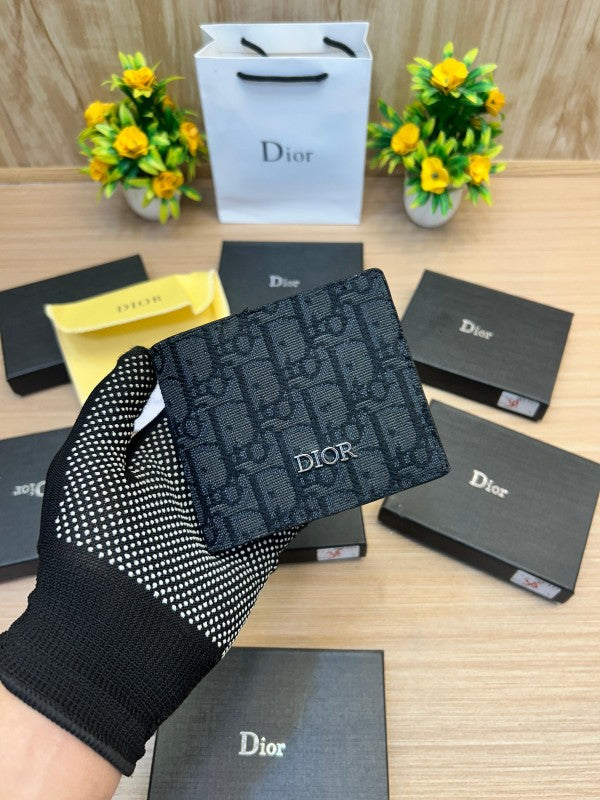 Dior Oblique Canvas Bifold Wallet – Black Monogram Edition