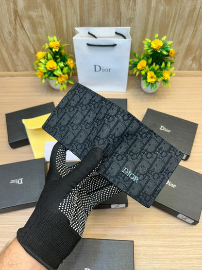 Dior Oblique Canvas Bifold Wallet – Black Monogram Edition