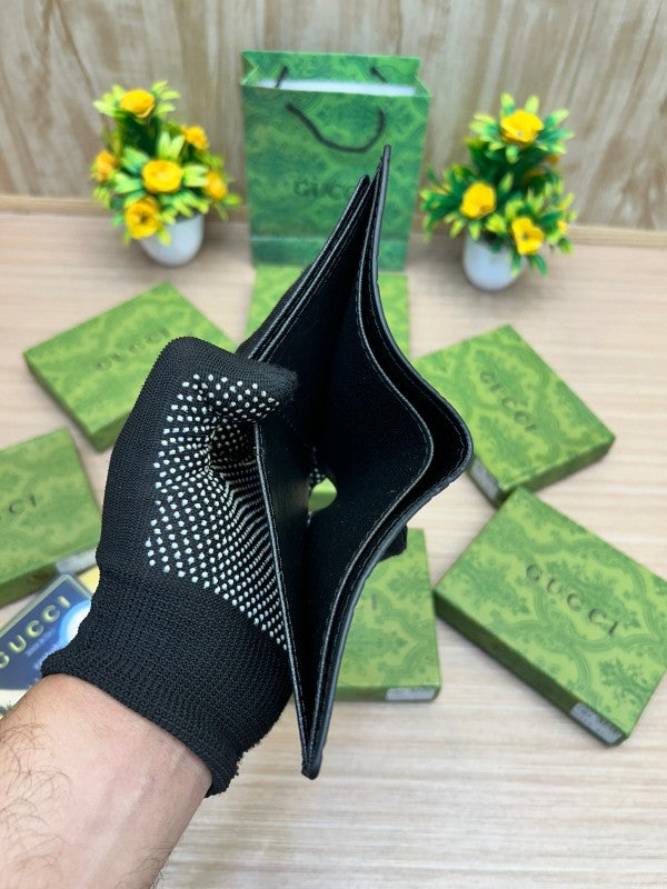 Gucci Embossed Geometric Leather Wallet – Black with Silver GG Logo