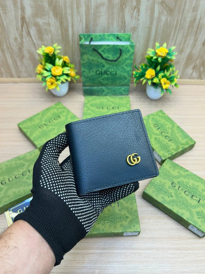 Gucci Classic GG Leather Wallet – Black with Gold Emblem
