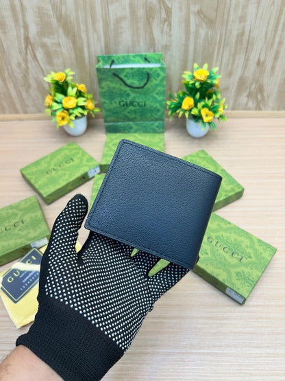 Gucci Classic GG Leather Wallet – Black with Gold Emblem