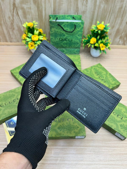 Gucci Classic GG Leather Wallet – Black with Gold Emblem