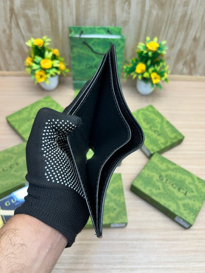 Gucci Classic GG Leather Wallet – Black with Gold Emblem