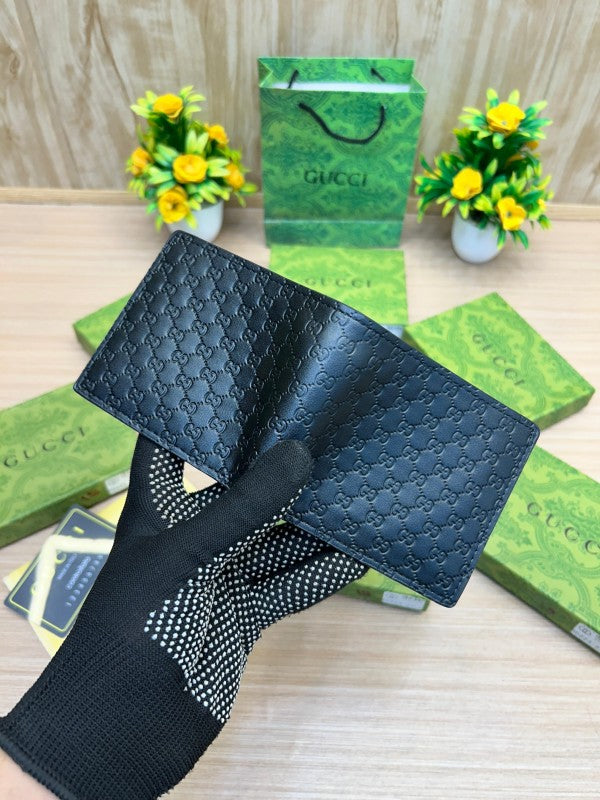 Gucci Microguccissima GG Black Leather Bifold Wallet