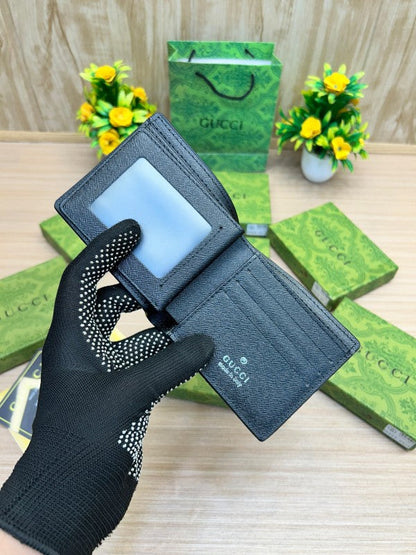 Gucci Microguccissima GG Black Leather Bifold Wallet