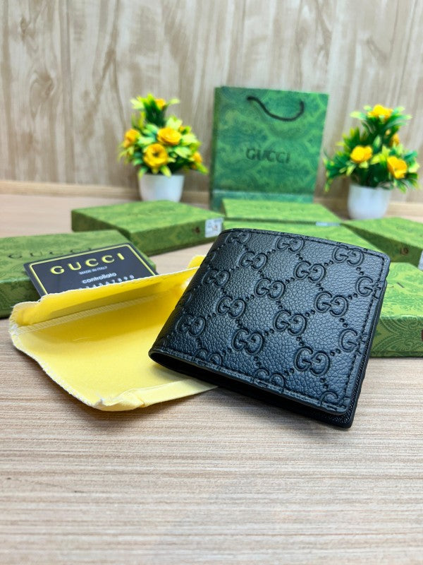 Gucci GG Black Embossed Leather Bifold Wallet
