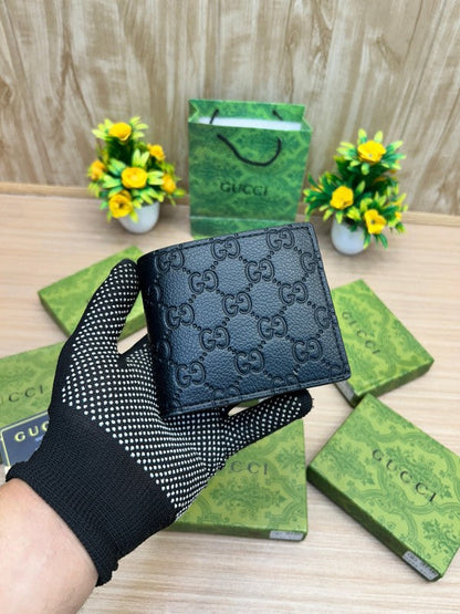 Gucci GG Black Embossed Leather Bifold Wallet