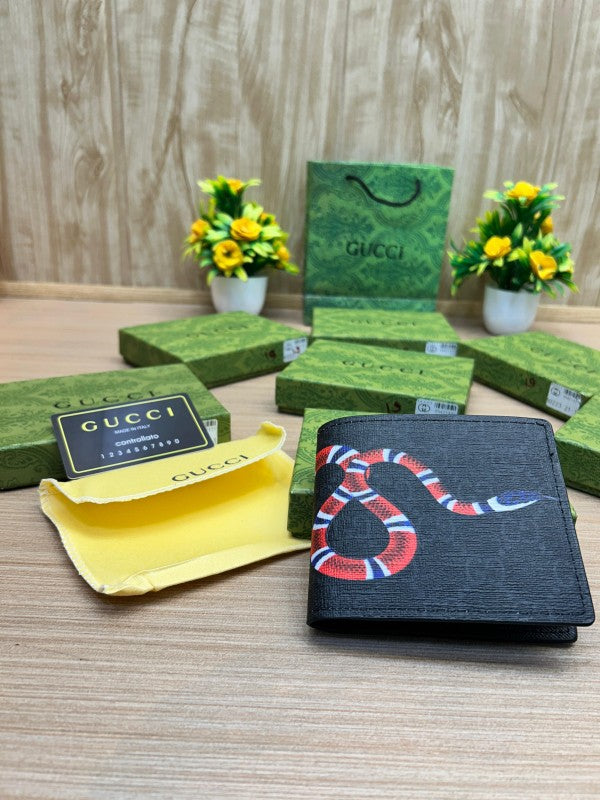 Gucci GG Supreme Snake Print Bifold Wallet