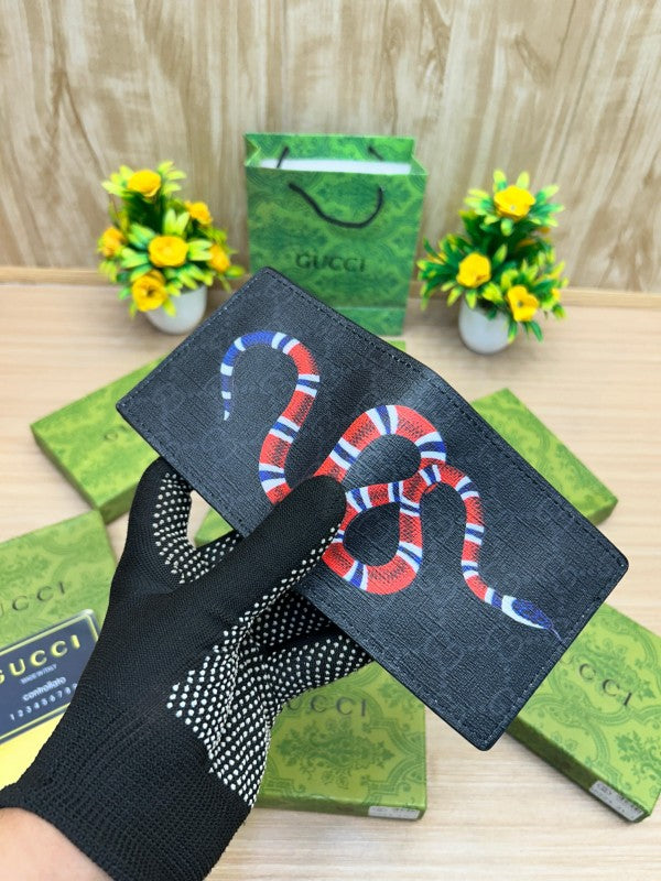 Gucci GG Supreme Snake Print Bifold Wallet