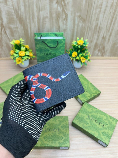 Gucci GG Supreme Snake Print Bifold Wallet