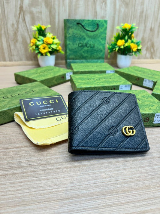 Gucci Black GG Monogram Leather Bifold Wallet