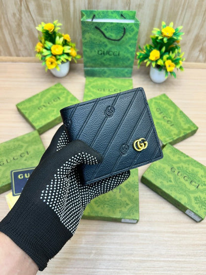Gucci Black GG Monogram Leather Bifold Wallet