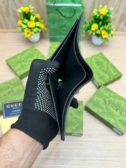 Gucci Black GG Monogram Leather Bifold Wallet