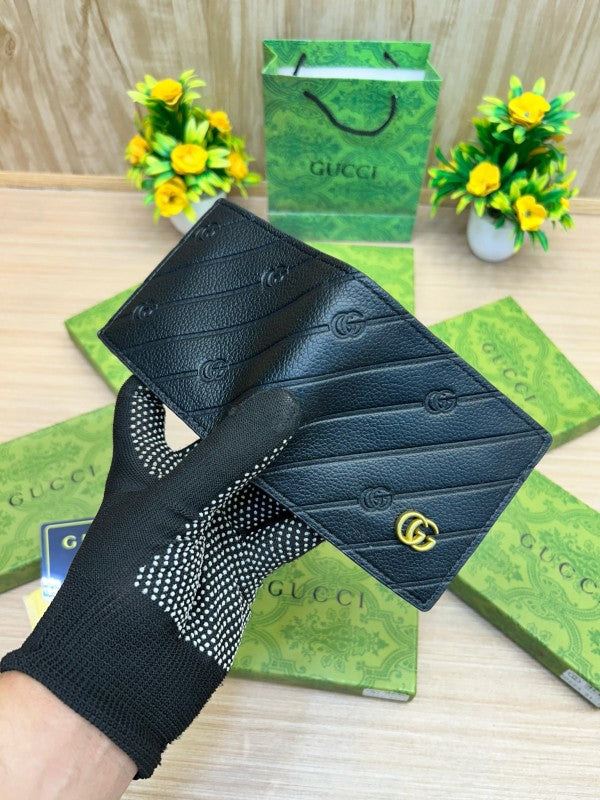 Gucci Black GG Monogram Leather Bifold Wallet