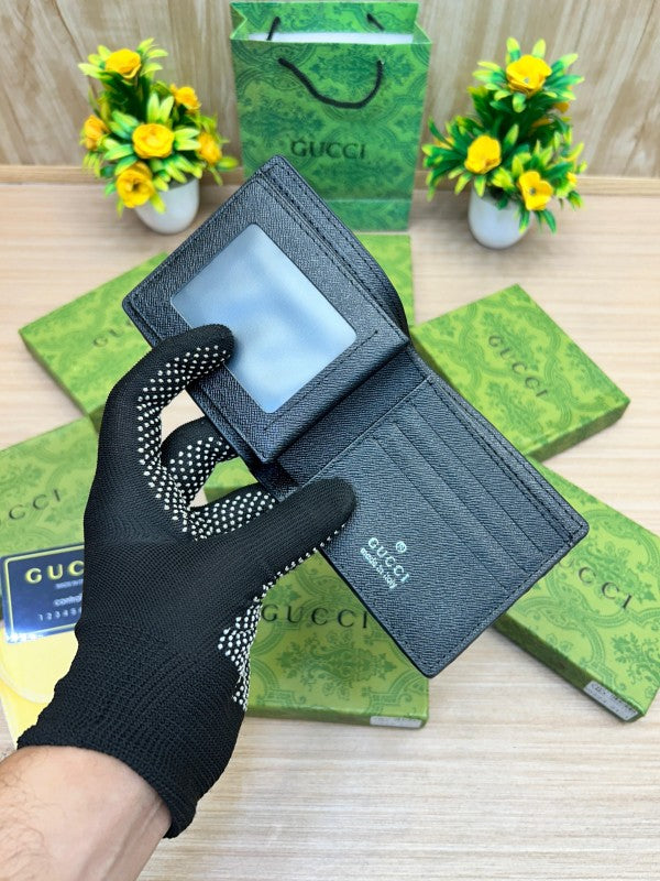 Gucci Black GG Monogram Leather Bifold Wallet