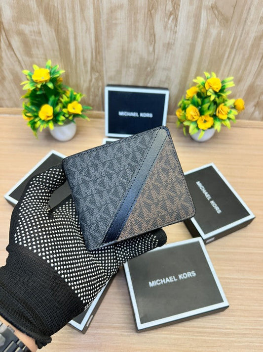 MICHAEL KORS Rivington Striped Logo Billfold Wallet With Coin Pouch - Pale black